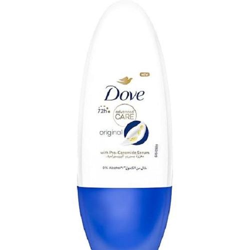 Dove deodorant roll-on bottle on a white background