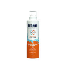 Drakon sun screen bottle on a white background